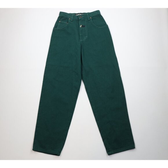 Deadstock Vintage 90s Boss Mens 29x34 Baggy Fit Skateboard Denim Jeans Green USA - Picture 1 of 15